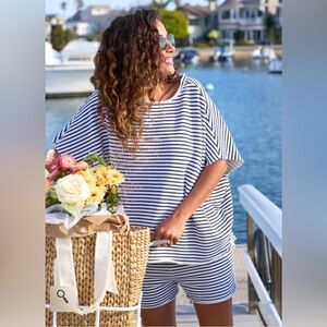 Frank & Eileen Navy and White Striped Jacket